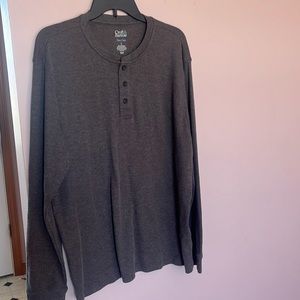 Croft & Barrow brown long sleeve shirt size large easy care 3 button